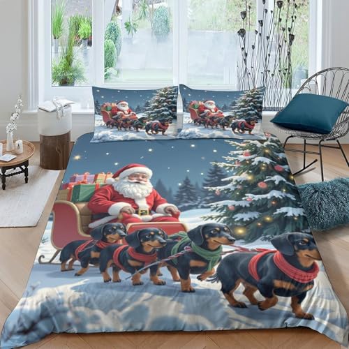 Housse de couette Père Noël hypoallergique et super douce en microfibre 3D