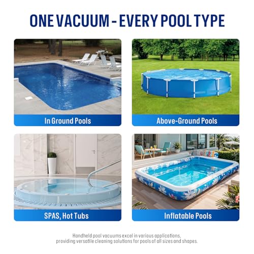 BIELMEIER Handheld Pool Vacuum with Telescopic Pole, Updated Swimming Pool Cleaner 19 GPM Powerful Suction, Cordless Pool Vacuum for Cleaning Above Ground Pools, Inground Pools, Spas, Hot Tubs by BIELMEIER - Image 8