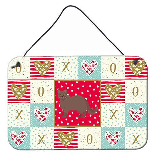Caroline's Treasures CK5731DS812 York Chocolate #1 Cat Love Wall or Door Hanging Prints, Red Aluminum Metal Sign Kitchen Wall Bar Bathroom Plaque Home Decor, 8x12, Multicolor