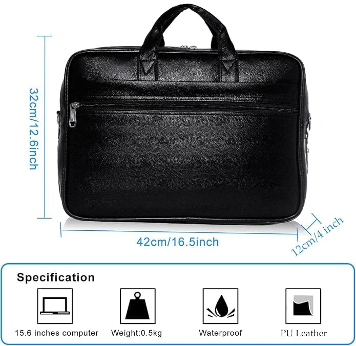 Image of Men's Synthetic Leather Messenger Bag, Brown, Professional Laptop Shoulder Bag with Adjustable Strap