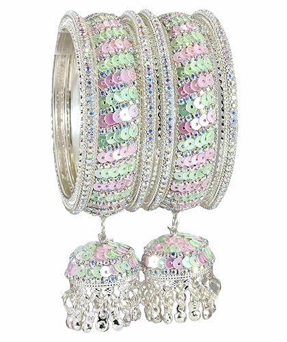 Image of NMII Ethnic Wear Bangles Gold-Tone Alloy with Musical Ghungroo Charms | Women Fashionable Jewelry | Designer Bracelet Bangles For Girls | Viral Kashmiri Chudiya for Weddings, Festivals & Parties