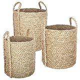 Matière du panier : Roseau Atmosphera - Set de 3 paniers à anses Ronds - Roseau tressé