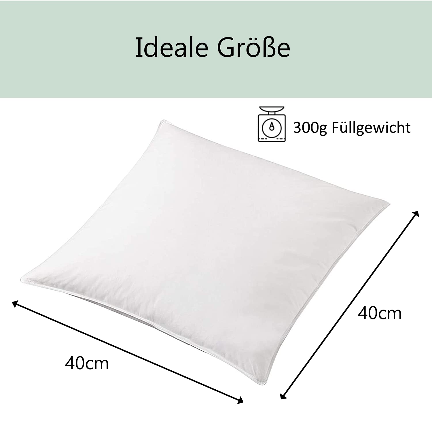 Welt der Träume Daunenkissen | 40x40 cm | Füllgewicht: 300 Gramm | Bezug aus 100% Baumwolle | Kopfkissen 40x40 | Federn-Daunenkissen | kein Lebendrupf | weiß