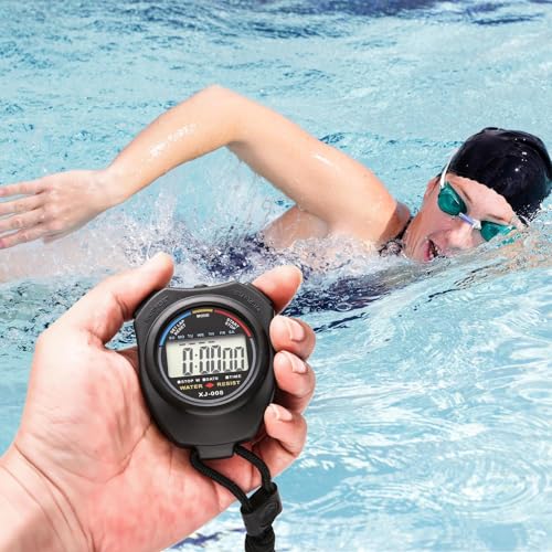 Regarder Timer Portable, Sport Watch imperméable - Counter de temps professionnel montre imperméable | Élèves Athlètes Arbitre Corloge tranquille Minuterie de cuisson à la maison avec longe pour l'édu – Image 3