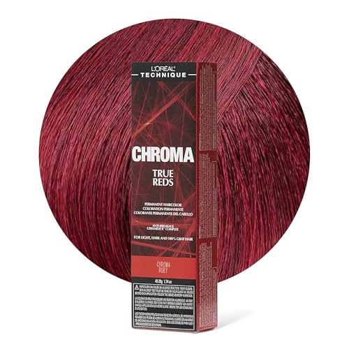 L'OREAL TECHNIQUE Chroma True Reds Permanent Hair Color - Red Dye For Long-Lasting Color, For Light, Dark and Gray Hair, Garnet
