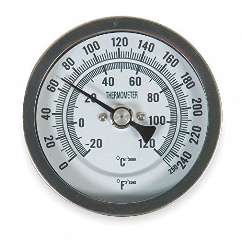 Bimetal Thermom, 5 In Dial, 0 to 250F