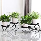 [2 Pack] Plant Stand for Indoor Black Plant Stand Floor Flower Pot Plant Holder Indoor Outdoor Flower Rack Display for Flower Pot Metal Garden Container Round Supports Rack (Set of 2)