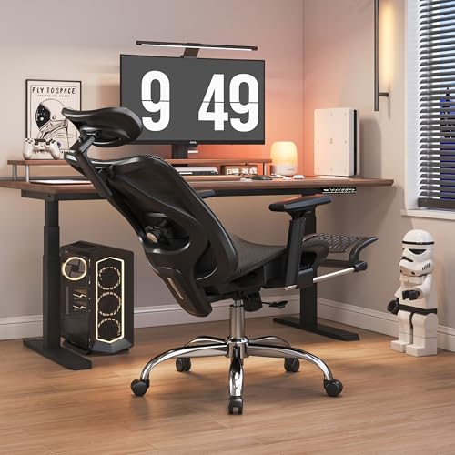 Ergonomic Office Chair, 3D Headrest, Mesh Breathable with 3-Level Tilt Backrest