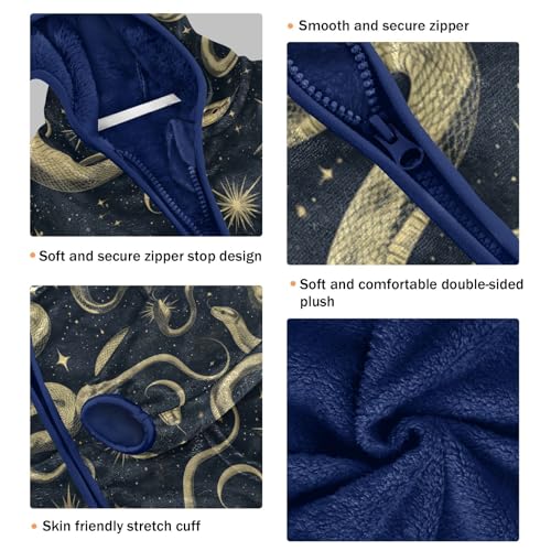 Cute Snakes and Stars Toddler Fleece Jacket Girl Boys Hooded Fleece Jacket Coat Warm Outwear Zip-up 3-10T3