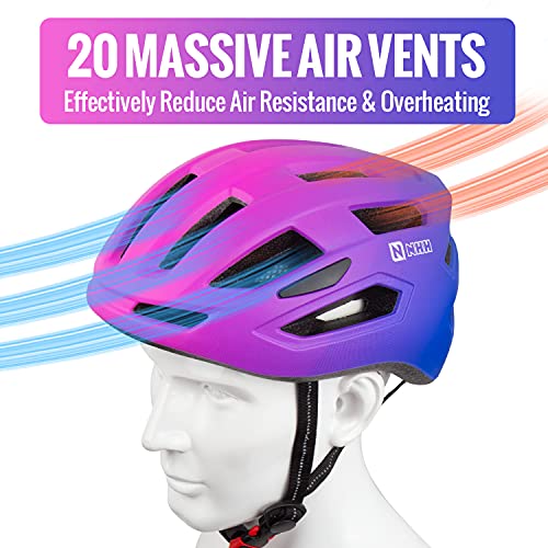 Nhh Adult Bike Helmet - Cpsc-Compliant Bicycle Cycling Helmet Lightweight Breathable And Adjustable Helmet For Men And Women Commuters And Road Cycling (Matte Pink-Blue Gradient) #TOP2