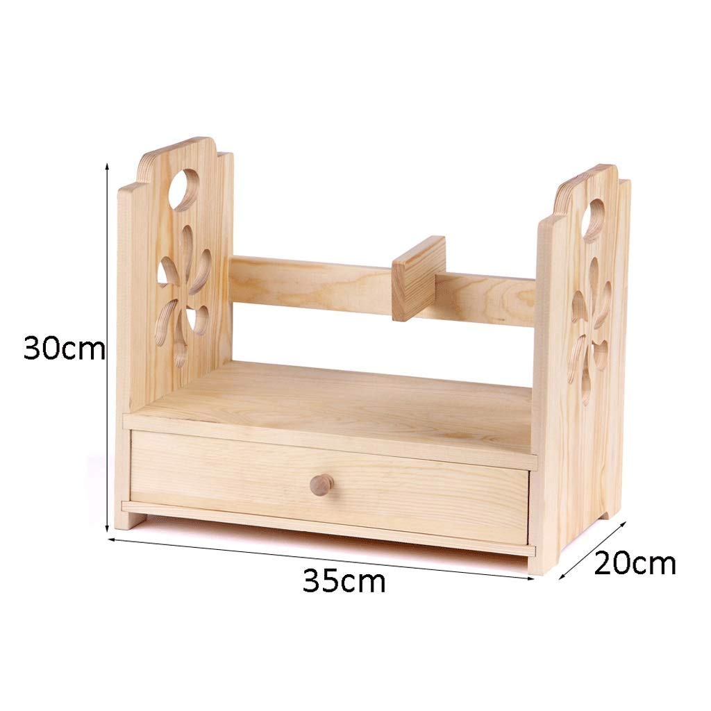 Aufbewahrung Ordner/Schnellhefter/Organisator/Einfache Desktop-Bücherregal aus Holz Kombination Kleinen Bücherregal Natürlicher Beschaffenheit Desktop-Organizer-Ausstellungsstand 35 × 20 × 30 cm Abla