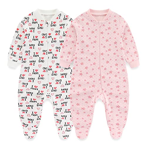 Grenouillère bébé coton avec pieds pyjama zippé vêtement naissance 0-12 mois fille garçon