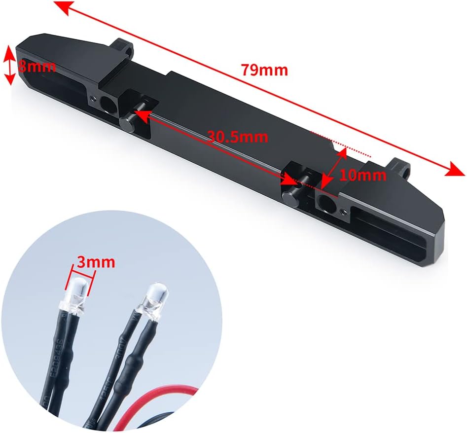 RC-Hub Metal Front & Rear Bumper Set with LED Lights for 1/24 Axial Scx24 AXI00002 Deadbolt RC Crawler Car