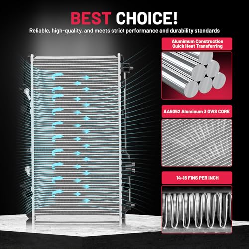 Image of BDFHYK 2051 Aluminum Radiator for Honda CR-V 1997-2001, CU2051 DPI 2051, 1-Row 16mm Core, Direct Fit Replacement, OE 19010-P3F-901 19010-P3F-902 19010P3F901 19010P3F004