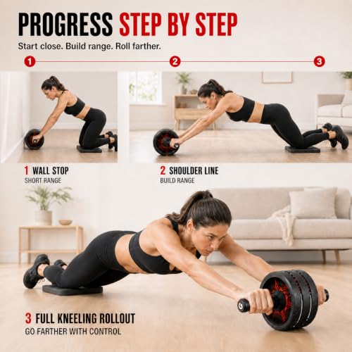 Image of VINSGUIR Ab Roller Wheel, Abs & Core Workout Equipment for Home Gym with Knee Pad Accessories, Abdominal Wheel for Full-body Strength Training