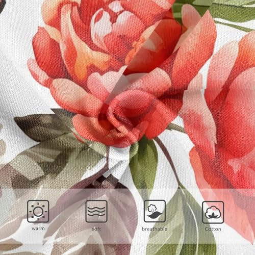 Cotton Girls Underwear Toddlers Watercolor Red Pink Peonies Floral Panties for Girl Florals Briefs Underpants 2t3