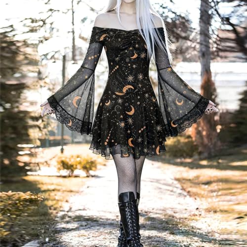 Vestido de encaje para mujer estilo gótico Y2k negro ajustable para fiesta de noche 3