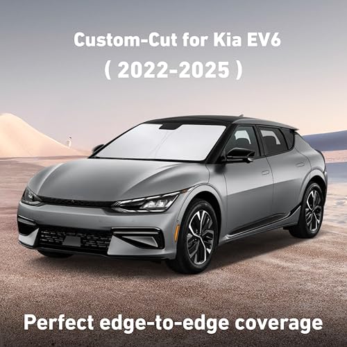 Image of EcoNour Windshield Sunshade Compatible for Kia EV6 2022-2023 2024 2025, Sun Visor for Front Windshield & Window Sun Shade Cover, UV Heat Blocker & Protector, Car Accessories
