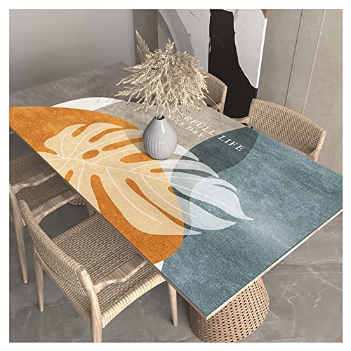 Nappe de Table en Cuir Nappe Rectangulaire Anti Tache Nappe Imperméable Nappe pour Table Basse Carré ou Rectangulaire PU Tapis de Protection Table Nappe à Motifs Grande Taill(Size:90x180CM,Color:# 6) Cover
