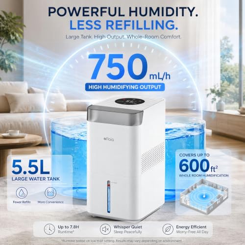 Afloia 1.45 Gal Evaporative Humidifier, Mist-Free Humidifier for Bedroom - image 2