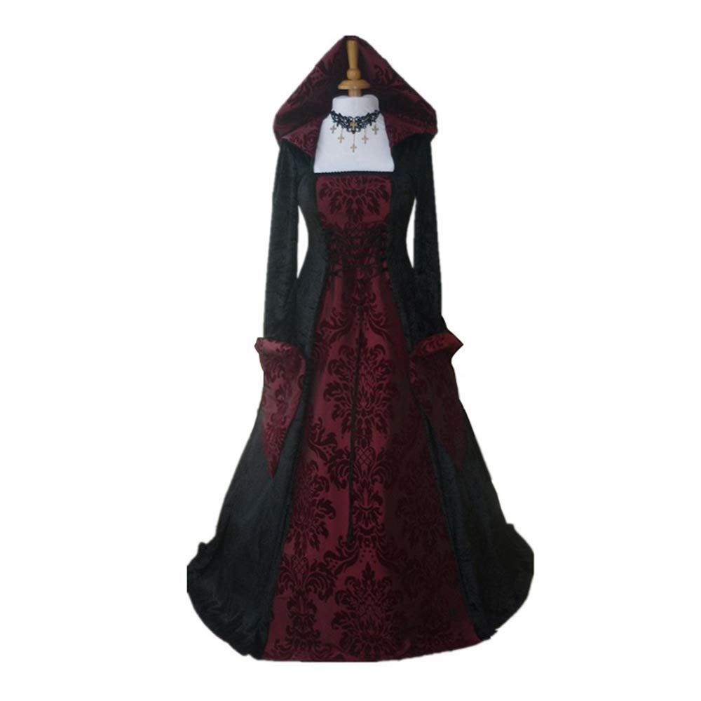 Stioedyuanwomen Victorian Gothic Hooded Witch Dress Vampire