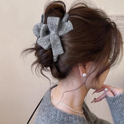 Pinza de cabello con moño de peluche para mujer miniatura 2