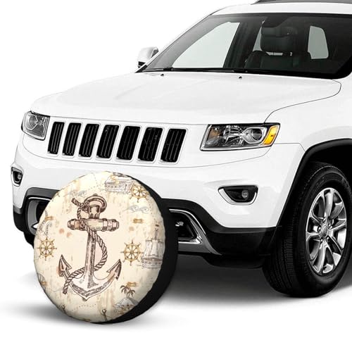 Image of Nautical Anchor Spare Tire Cover Wheel Protectors Tyre Covers Weatherproof Wheel Covers Universal Fit for Trailer Rv SUV Truck Camper Travel Trailers 15 inch