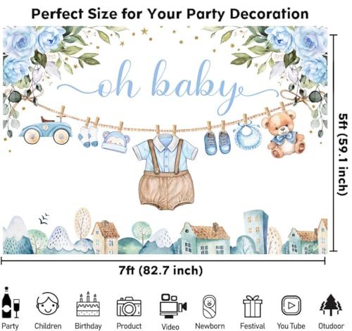 Fondo para baby shower azul 7x5ft decorativo miniatura 6