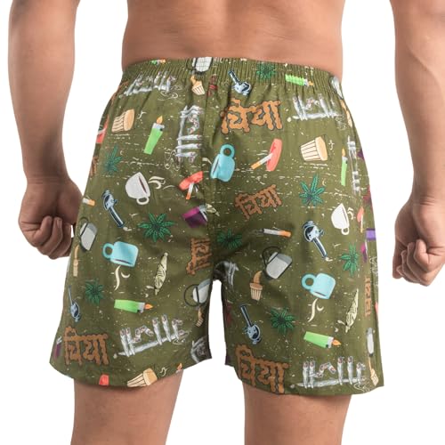 Leaf Theme Printed Boxer Shorts for Men | 100% Cotton | Soft Breathable Fabric | Lightweight Novelty Underwear3