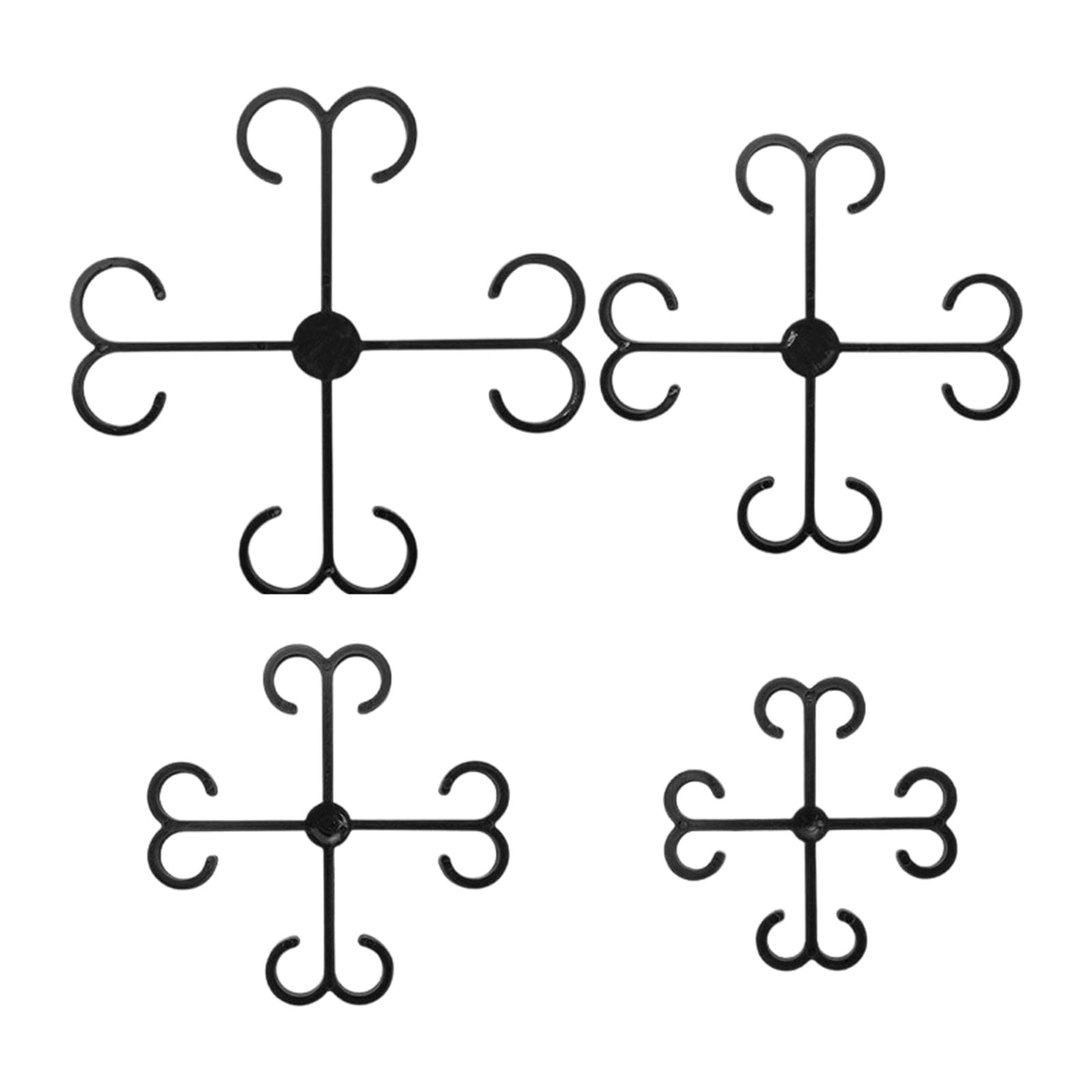 Hredyqw Black 4Pcs Double Hook Clips, Indoor Decor Fixing Holders, Reusable Small Fasteners & Wall Hooks, Growth Suppo