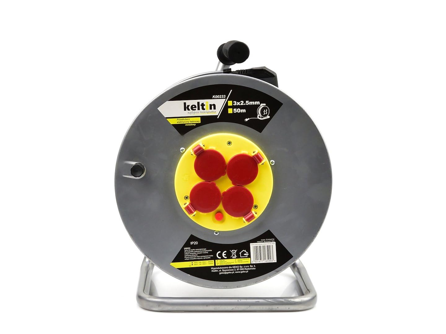 BSD Avvolgicavo elettrico professionale 3x2,5mm - 50 metri con fusibile termico e 4 prese 230V per casa, giardino e officina.