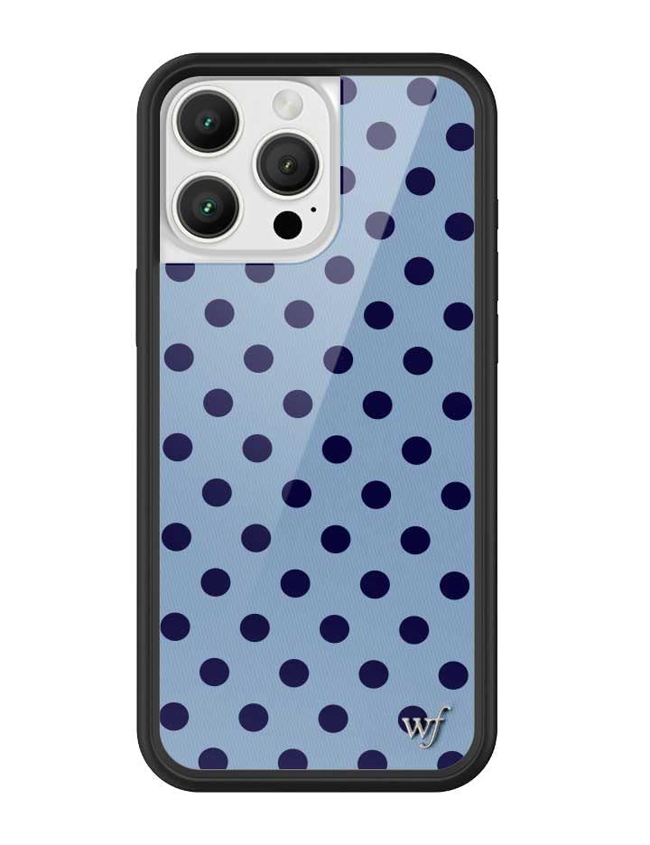 Image of Wildflower Cases - Compatible with iPhone 16 Pro Max | Protective Black Bumper, 6.5ft Drop Test Certified, Women Owned Small Business | Spots Trendy Dotted Classic Limited | Polka Dot - Navy & Blue