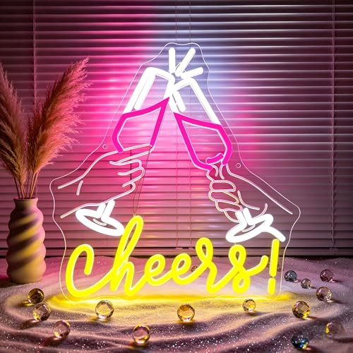 Image of WhfobfeYellow&Pink Neon Sign Led Neon Lights Signs for Wall Decor USB Powered Led Signs for Room Decoration-Cheers