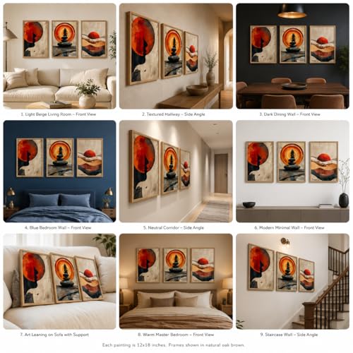 Image of Livin'luxe Set of 3 Abstract Meditation Wall Paintings for Living Room Dining Bedroom Home Decor with Premium Wooden Color Synthetic Frame (25.5 x 19.5 Inch) NM03-61