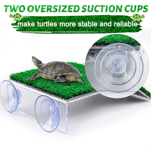Image of Keedolla Turtle Resting Basking Platform Simulation Grass Turtle Ramp, Lawn Tortoise Climbing Ladder Turtle Resting Terrace for Reptile Frog Terrapin - Middle