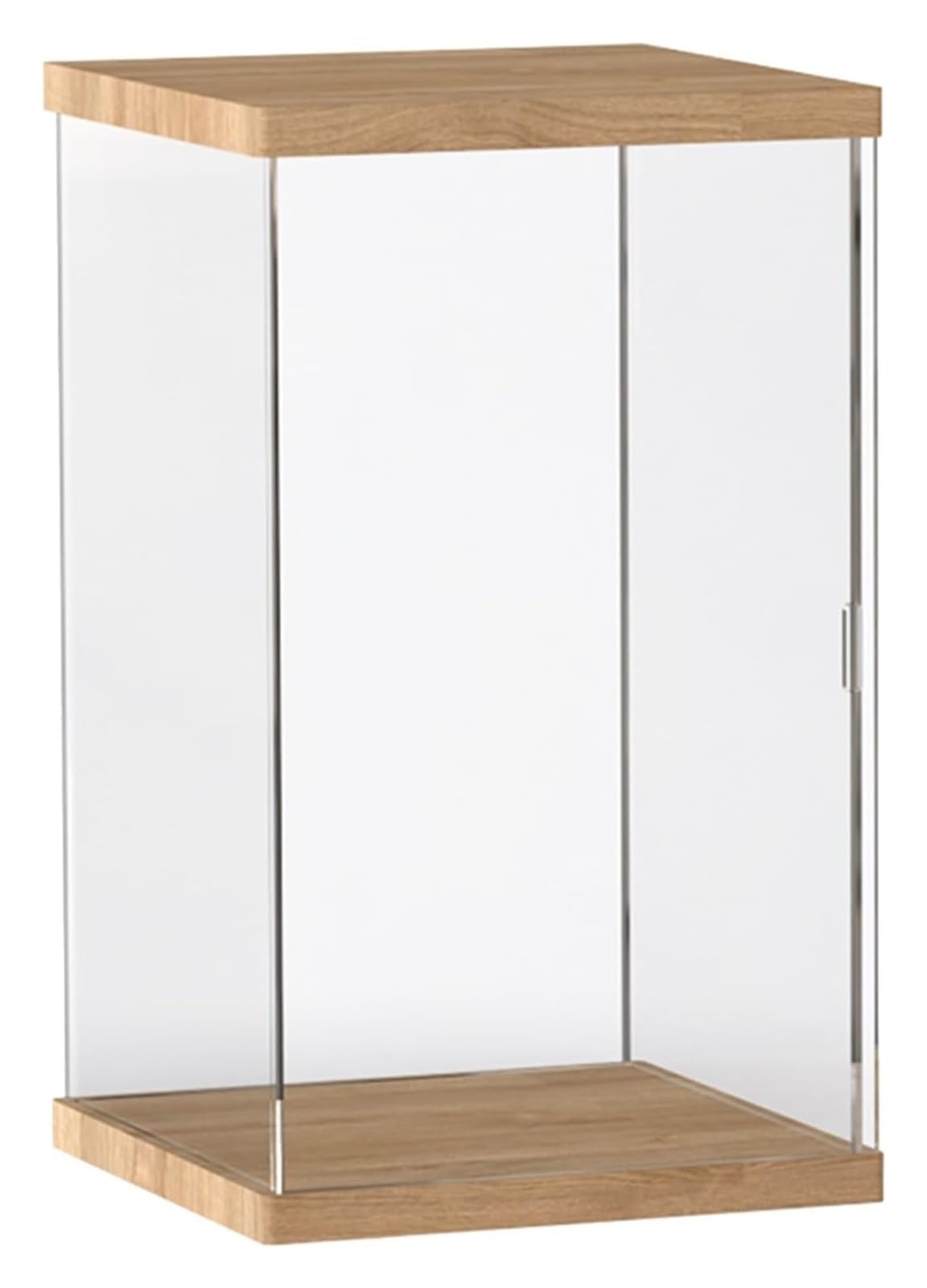 Clear Acrylic Organizer Box, Clear Acrylic Cube Display Box Wooden Base Multiple Sizes For Collectibles(16x16x27CM)