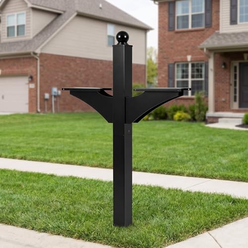 Colingmill Double Mailbox Post Heavy Duty Iron Mailbox Stand Multifunctional Yard Solution for Duplex Homes Multi Family Homes(Mailboxes Not Included)