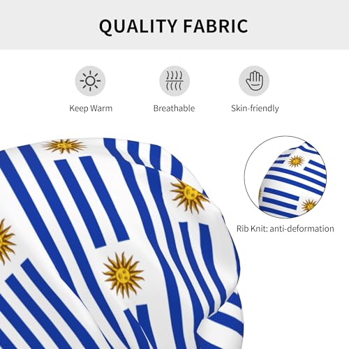 Flag of Uruguay Children Hip Hop Knitted Hat Kids Elastic Leisure Knit Cap Warm Sleep Beanies Black3