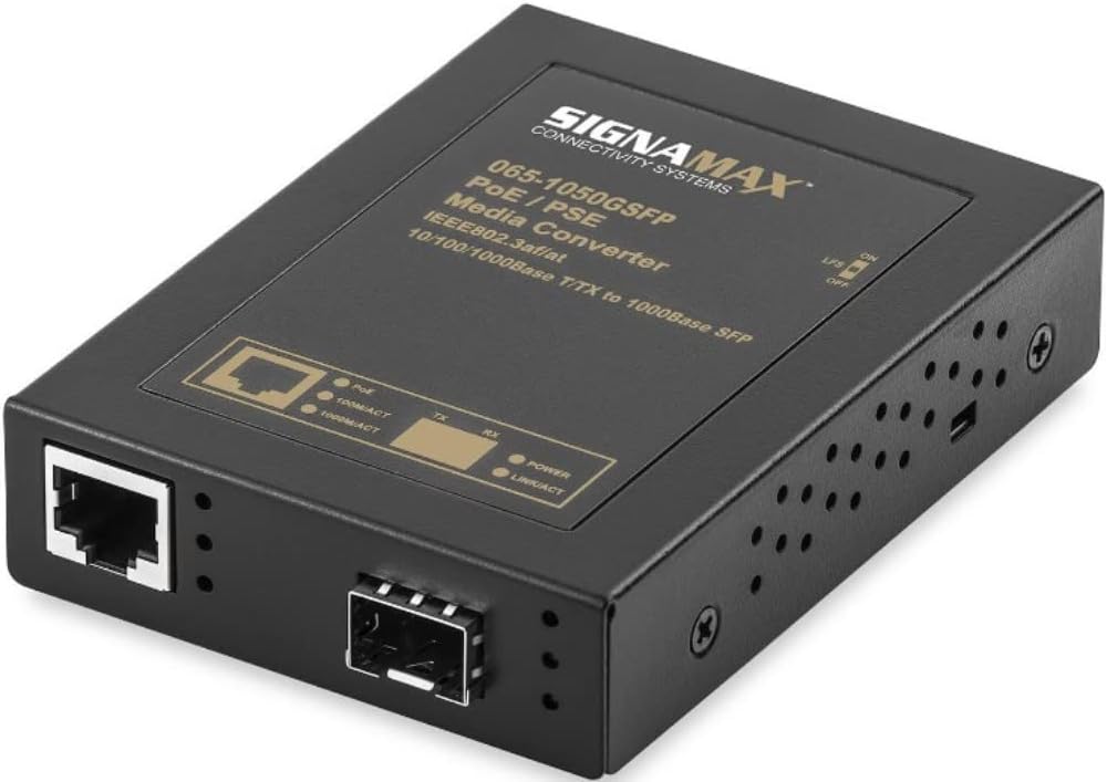 FO-065-1050GSFP 10/100/1000 to 1000Base SFP PoE+ Media Converter is AC powered