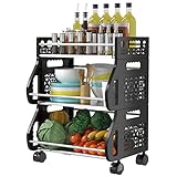 Kitchen Storage Cart, DUSASA 3-Tier Rolling Stackable Multifunction Basket Utility Cart Rack...