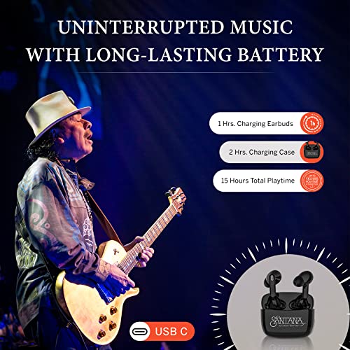 Mambo By Carlos Santana, True Wireless Earbuds Bluetooth Headphones With Charging Case, Bluetooth Earbuds With Voice Isolating Microphone, Deep Bass Stereo Headsets For Sports & Gaming, Black #TOP5