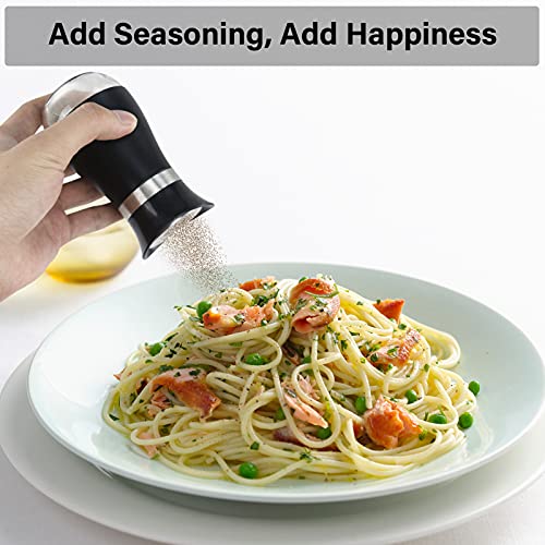 Salt And Pepper Shakers Set Of 2 Stainless Steel With Glass Bottom 4Oz Refillable Spice Dispenser Shakers Seasoning Cans With A Cleaning Brush For Cooking Kitchen And Dining Room (Black White) #TOP1