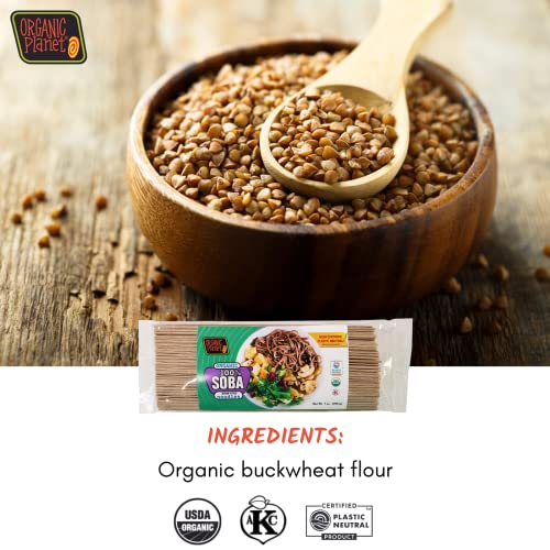 Organic Planet Japanese Soba Noodles, 100% Buckwheat Noodles, Salt-Free Asian Pasta, Organic, Kosher, Made In Japan, 7 Oz Pack #TOP5