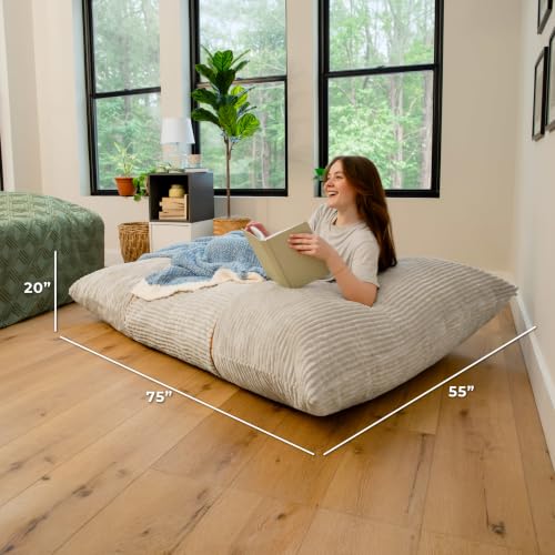 Image of Big Joe Turnabout 3-in-1 Convertible Bean Bag Chair, Vanilla Latte