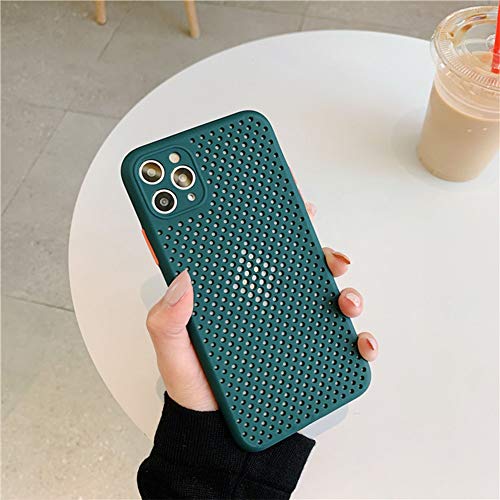 MAYABABY iphone16eスマホケース 超スリムな メッシュ 通気性 放熱 シリコンのTPUソフトケース 耐衝撃 アイフォン16eプラス ケース 携帯ケース 超薄型 超軽量 中空放熱 (濃い緑, iPhone 16e)