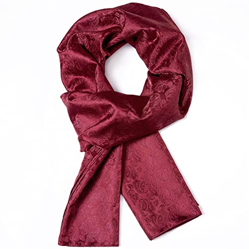 Yohowa Silk Scarf For Men/Women Red Lightweight Fashion Patttern Scarves Neckerchief Autumn Winter Boxed #TOP1