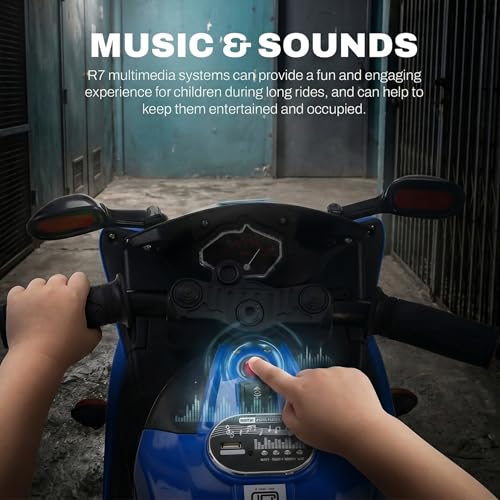 Image of Baybee R7 Baby Electric Bike for Kids with Foot Acceleration | Rechargeable Ride on Baby Bike with LED Lights & Music | Toddler Battery Operated Bike for Kids to Drive 1 to 3 Years Boys Girls (Blue)