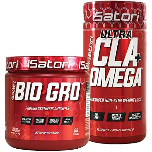 iSatori Bio-GRO Protein Synthesis Amplifier - Unflavored (60 Servings) & iSatori Ultra CLA + Omega (90 Softgels)