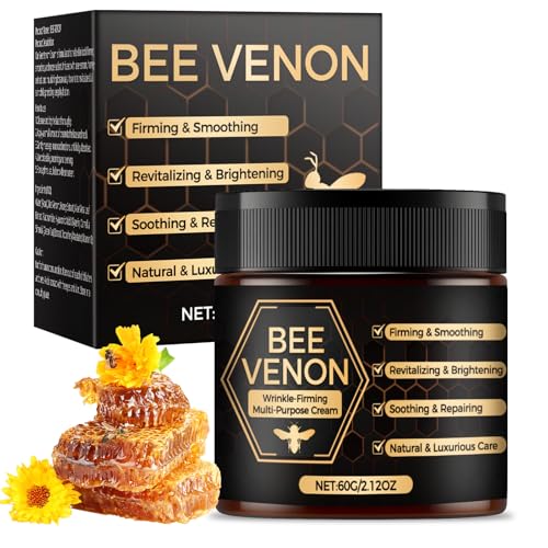 Bee Venom Cream 60g, Natural Anti-Ageing Moisturiser with Bee Venom,Honey, Aloe Vera and Hyaluronic Acid, Hydrating and Firming Skincare, Herbal Scent Daily Moisturiser for a Radiant Complexion