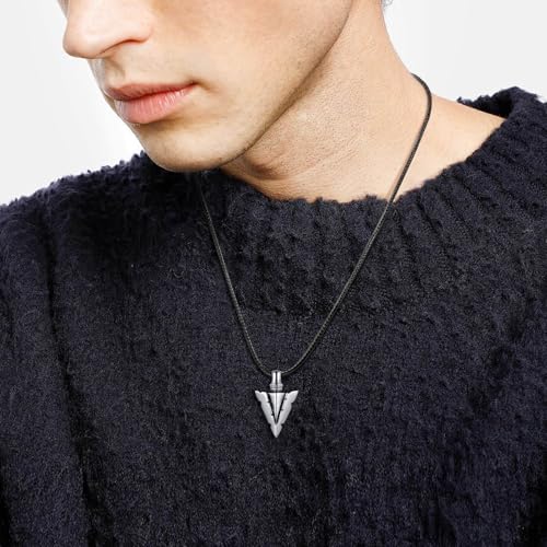 MANBU Sterling Silver Urn Necklace for Men: Arrowhead Memorial Pendant Cremation Ash Jewelry Bereavement Keepsakes Gift for Loss of a Loved One (style 1) - Thumbnail 2